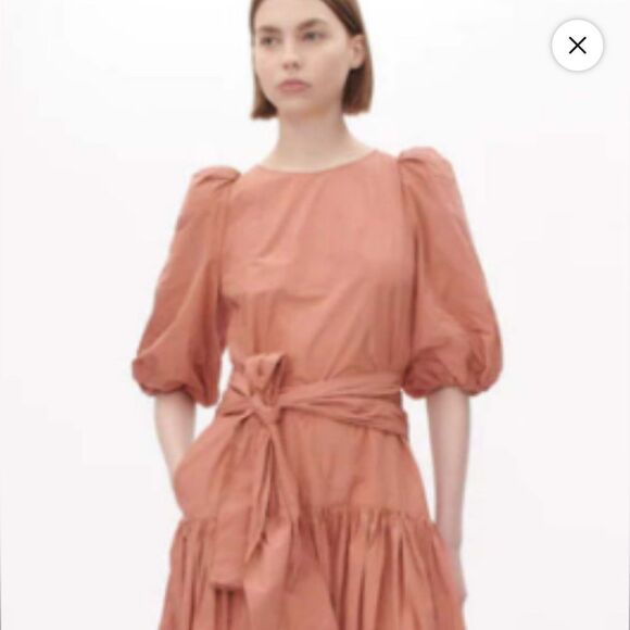 NWT 960.00 ODEEH MIDI DRESS PUFF SLEEVES DROP WAIST - Picture 5 of 5